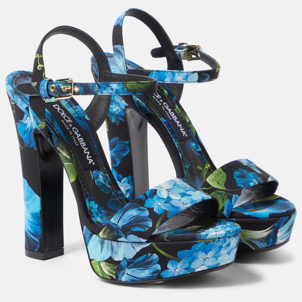 DOLCE&GABBANA
Floral satin platform sandals Size 38 1/2